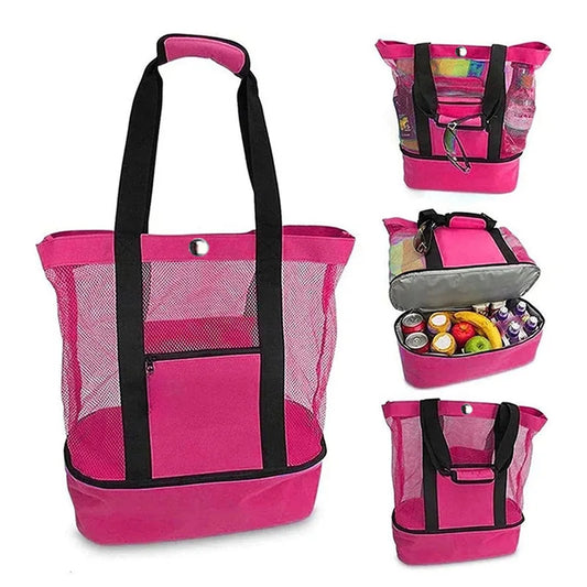 Bolsa de Praia Impermeável em PVC | Dupla Camada com Malha Transparente