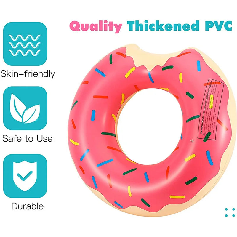 Anel de Natação Inflável Donut | Flutuador de Piscina para Adultos