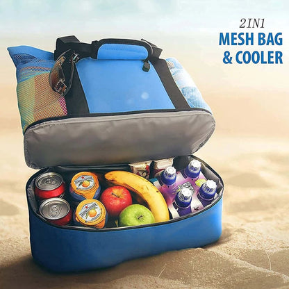 Bolsa de Praia Impermeável em PVC | Dupla Camada com Malha Transparente