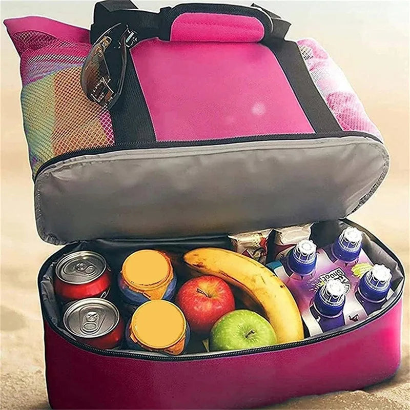Bolsa de Praia Impermeável em PVC | Dupla Camada com Malha Transparente