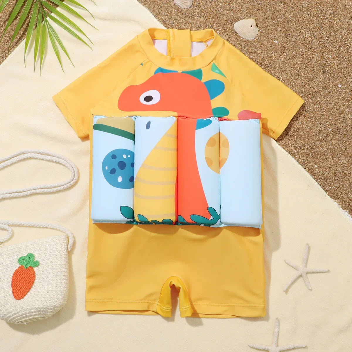 Maiô Flutuante Infantil com Estampa de Desenho Animado | Proteção Solar | 1 a 6 Anos