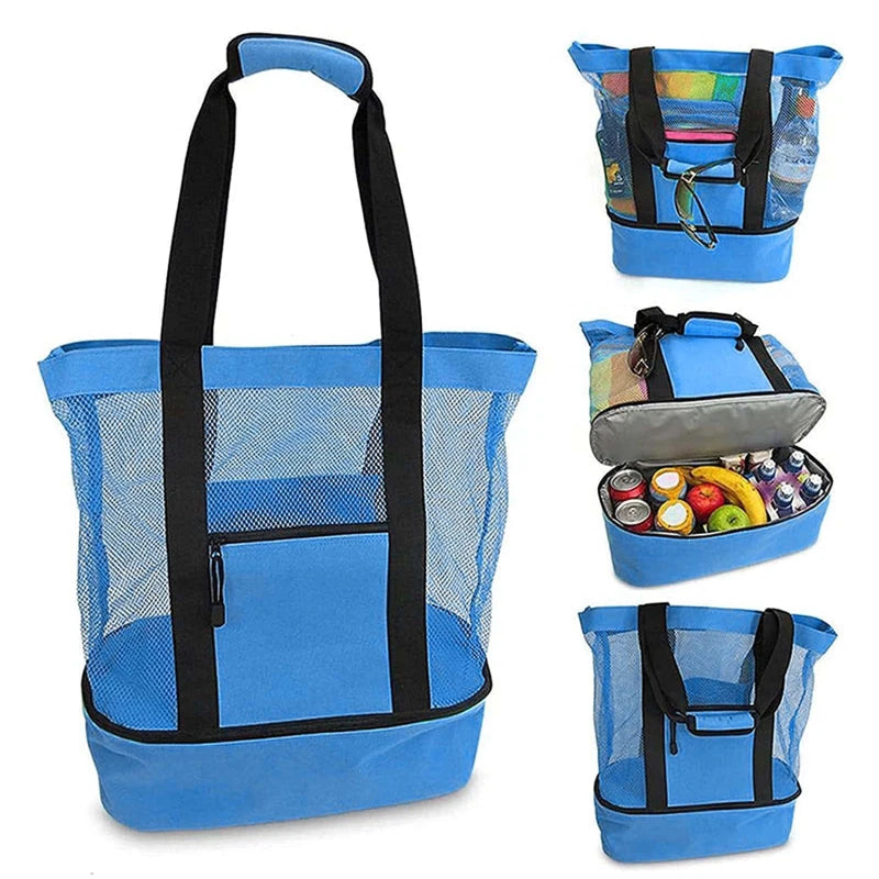 Bolsa de Praia Impermeável em PVC | Dupla Camada com Malha Transparente
