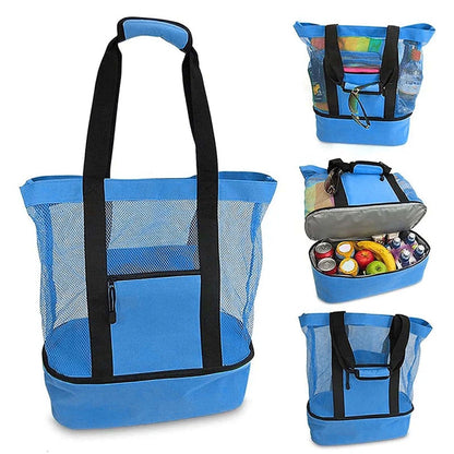 Bolsa de Praia Impermeável em PVC | Dupla Camada com Malha Transparente