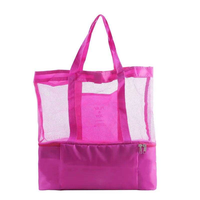 Bolsa de Praia Impermeável em PVC | Dupla Camada com Malha Transparente