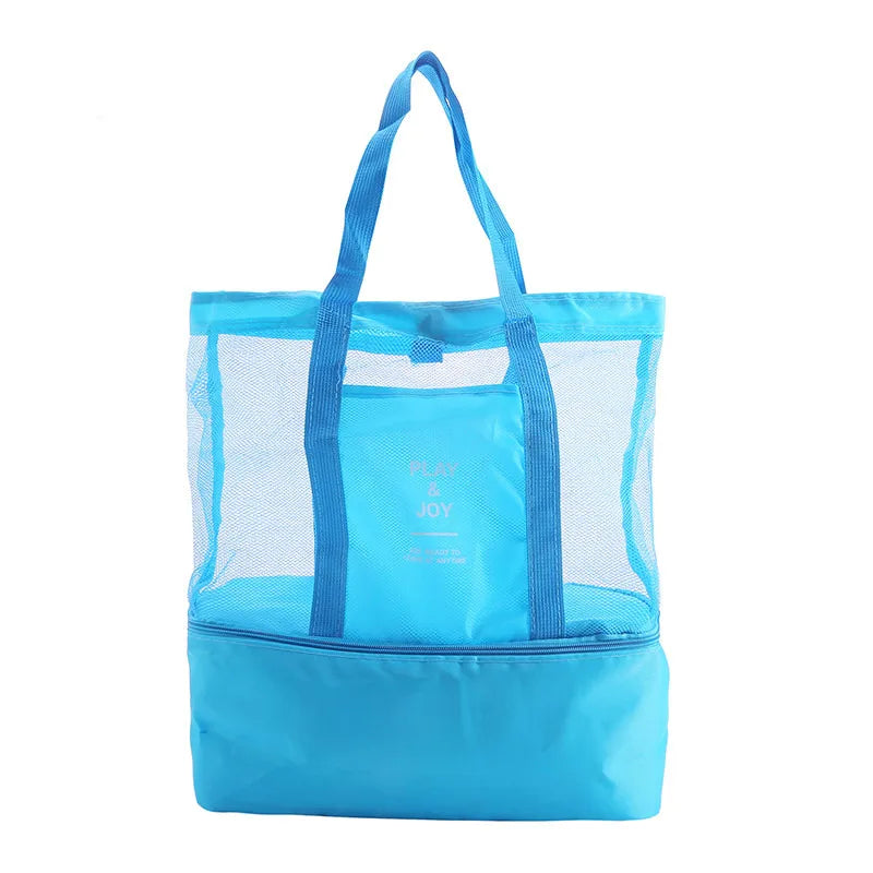 Bolsa de Praia Impermeável em PVC | Dupla Camada com Malha Transparente