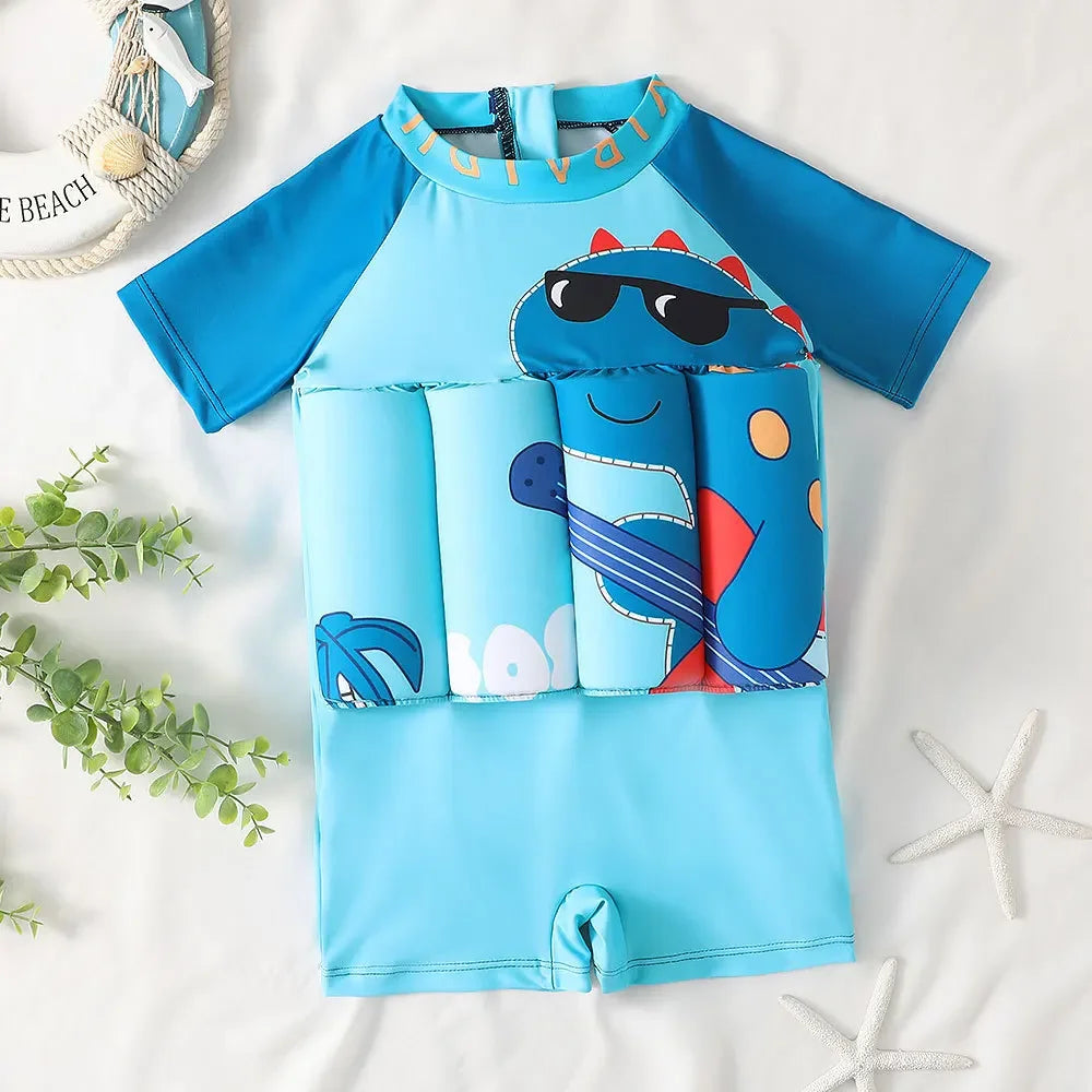 Maiô Flutuante Infantil com Estampa de Desenho Animado | Proteção Solar | 1 a 6 Anos