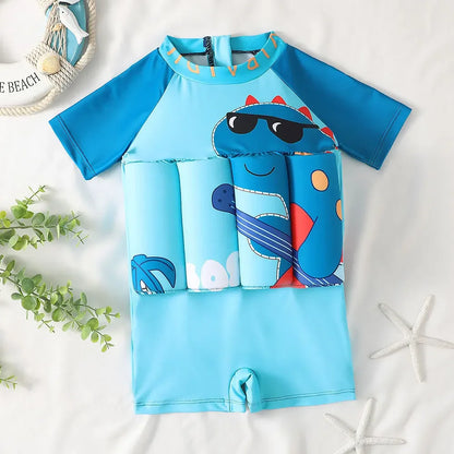 Maiô Flutuante Infantil com Estampa de Desenho Animado | Proteção Solar | 1 a 6 Anos