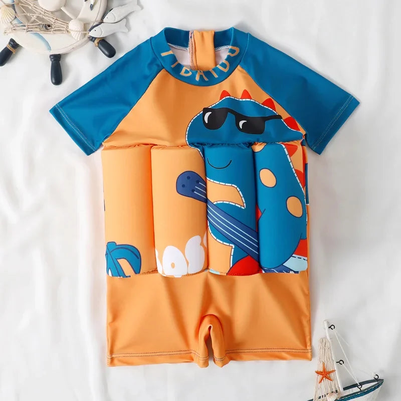 Maiô Flutuante Infantil com Estampa de Desenho Animado | Proteção Solar | 1 a 6 Anos