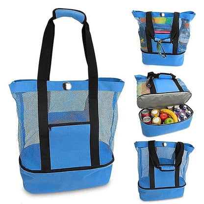 Bolsa de Praia Impermeável em PVC | Dupla Camada com Malha Transparente