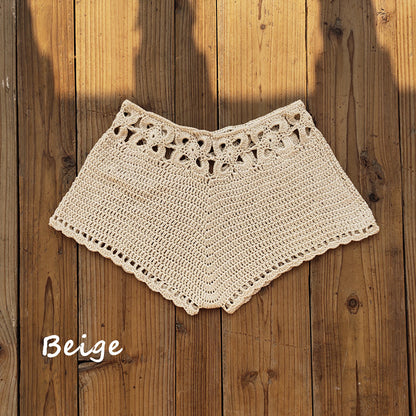 Calções de Banho Feminino em Crochê | Estilo Cordão | Praia e Piscina