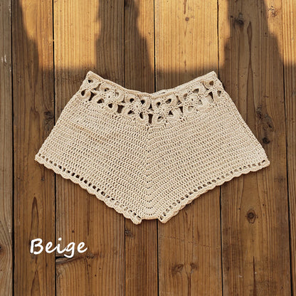 Calções de Banho Feminino em Crochê | Estilo Cordão | Praia e Piscina