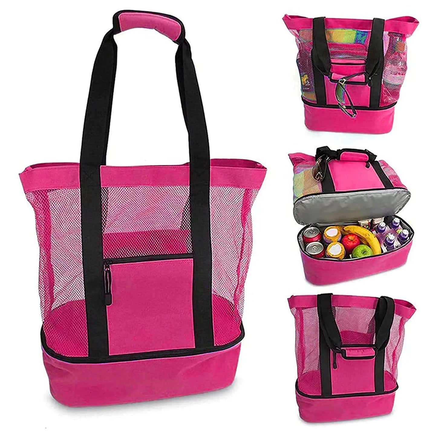 Bolsa de Praia Impermeável em PVC | Dupla Camada com Malha Transparente