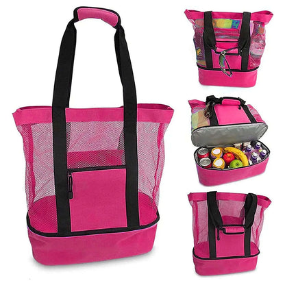 Bolsa de Praia Impermeável em PVC | Dupla Camada com Malha Transparente