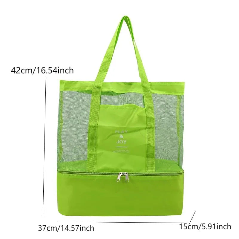 Bolsa de Praia Impermeável em PVC | Dupla Camada com Malha Transparente