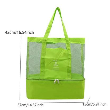 Bolsa de Praia Impermeável em PVC | Dupla Camada com Malha Transparente