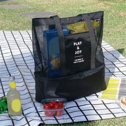 Bolsa de Praia Impermeável em PVC | Dupla Camada com Malha Transparente