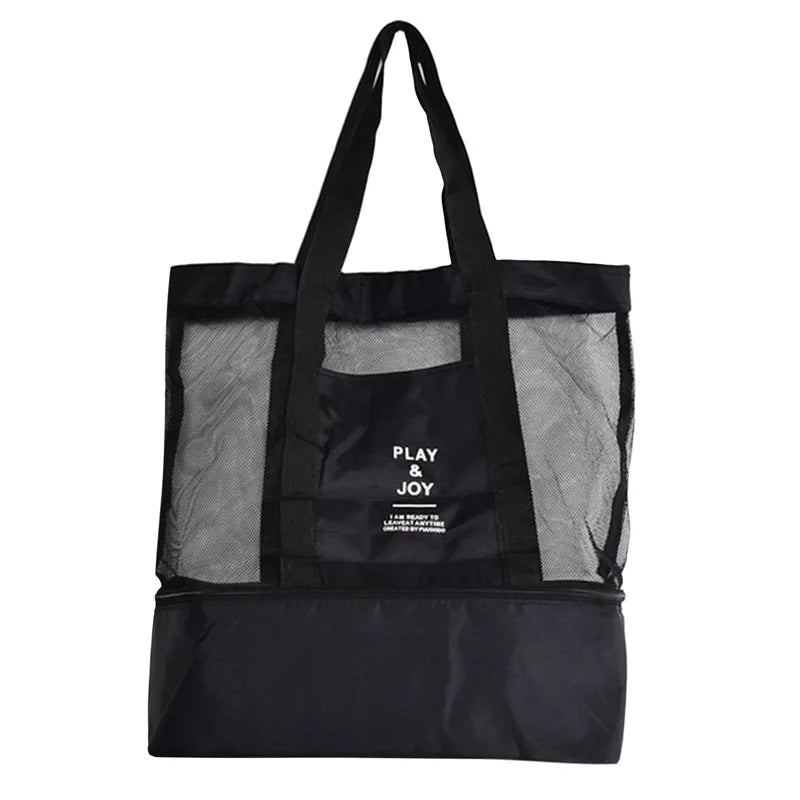 Bolsa de Praia Impermeável em PVC | Dupla Camada com Malha Transparente