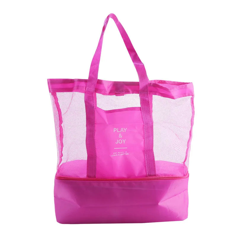 Bolsa de Praia Impermeável em PVC | Dupla Camada com Malha Transparente