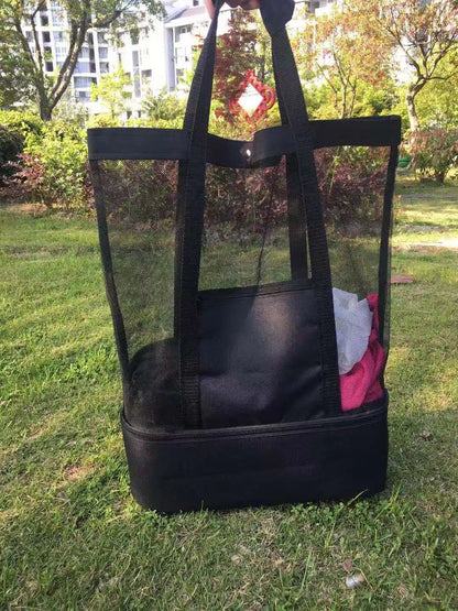 Bolsa de Praia Transparente em Malha | Alta Capacidade | Dupla Camada