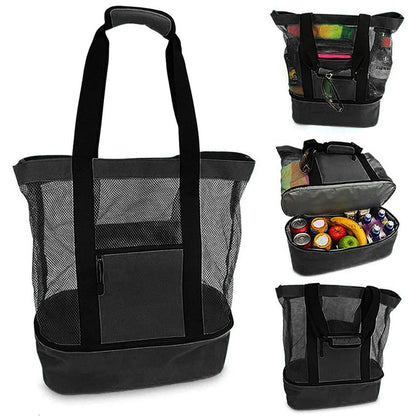 Bolsa de Praia Impermeável em PVC | Dupla Camada com Malha Transparente