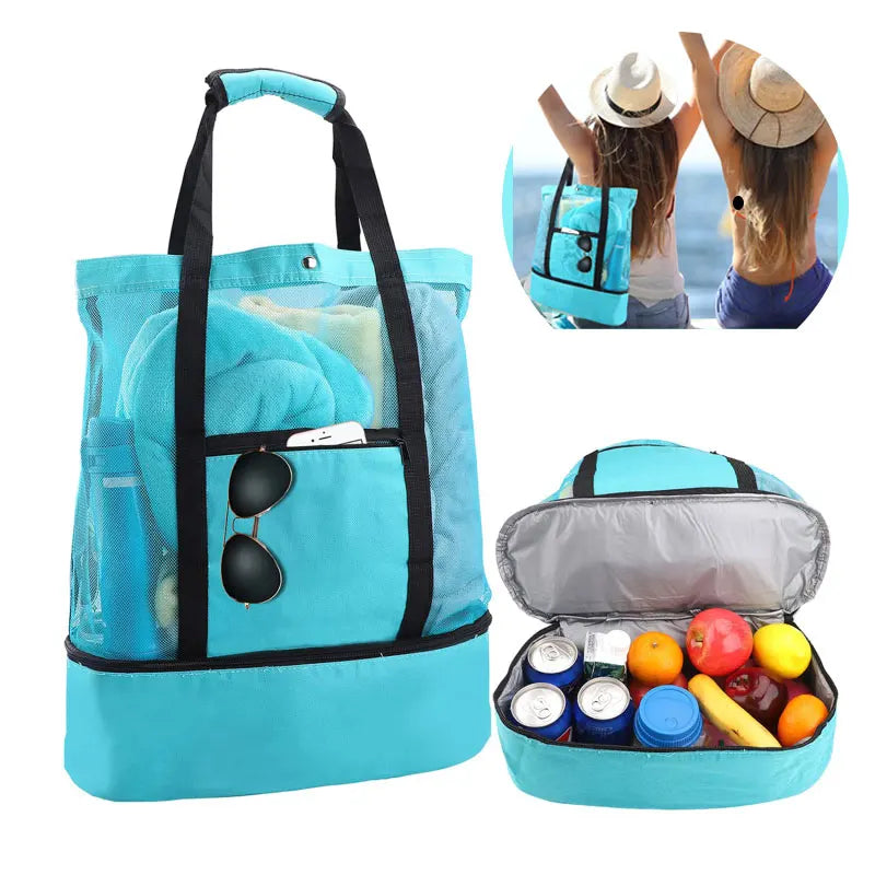 Bolsa de Praia Impermeável em PVC | Dupla Camada com Malha Transparente