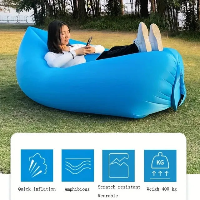 Sofá Inflável Portátil | Espreguiçadeira de Praia e Camping | Colchão de Ar