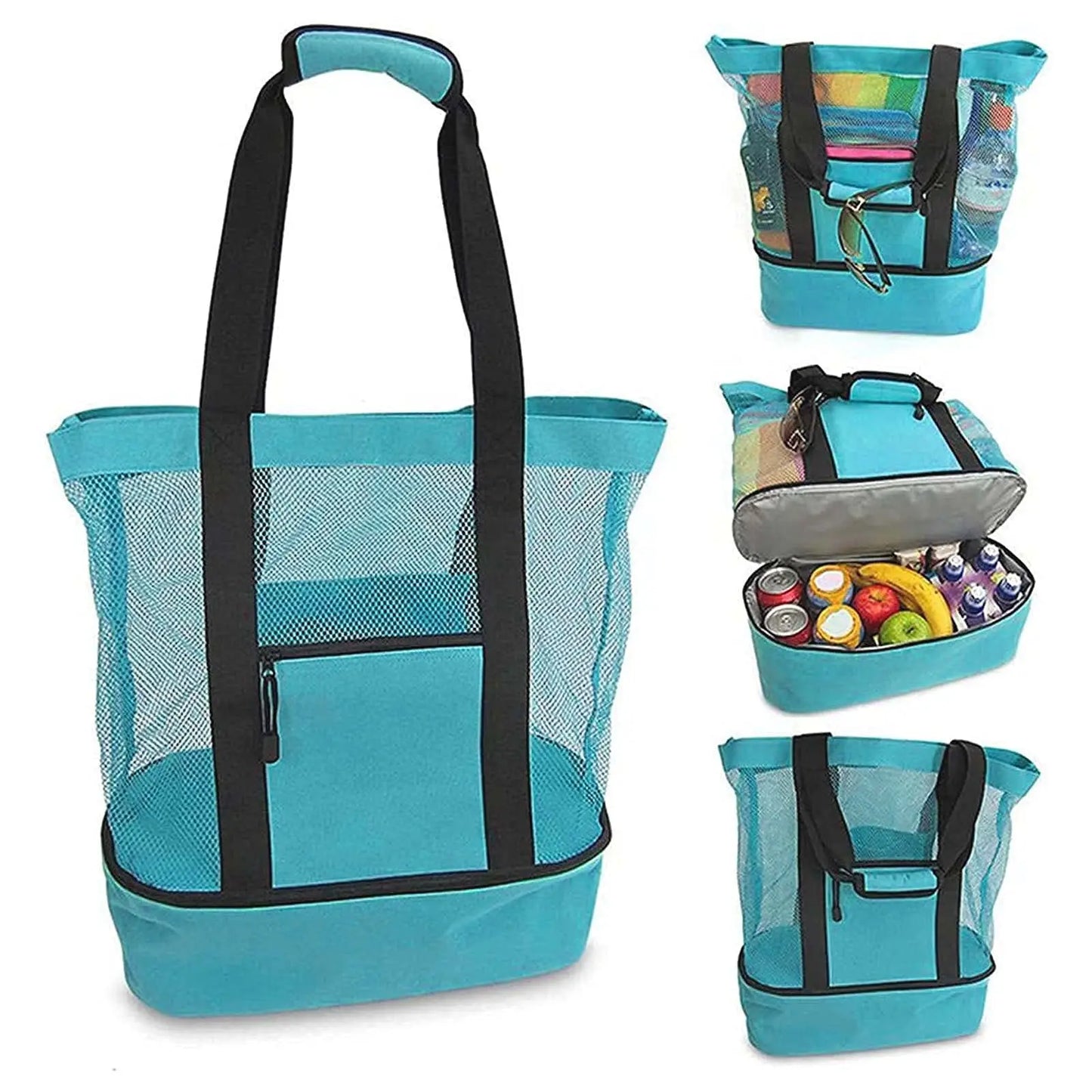 Bolsa de Praia Impermeável em PVC | Dupla Camada com Malha Transparente