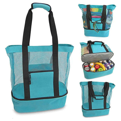 Bolsa de Praia Impermeável em PVC | Dupla Camada com Malha Transparente