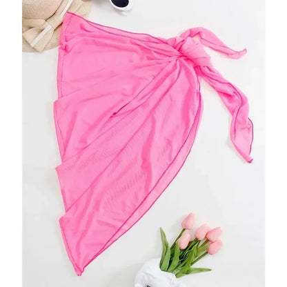 Vestido de Praia Transparente com Nó | Cover-Up Versátil | Saia e Biquiní