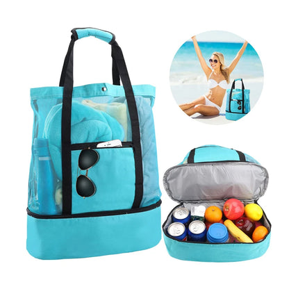 Bolsa de Praia Impermeável em PVC | Dupla Camada com Malha Transparente
