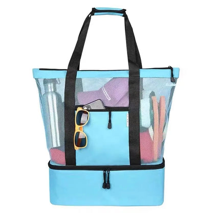 Bolsa de Praia Transparente em Malha | Alta Capacidade | Dupla Camada