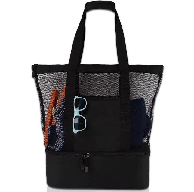 Bolsa de Praia Transparente em Malha | Alta Capacidade | Dupla Camada