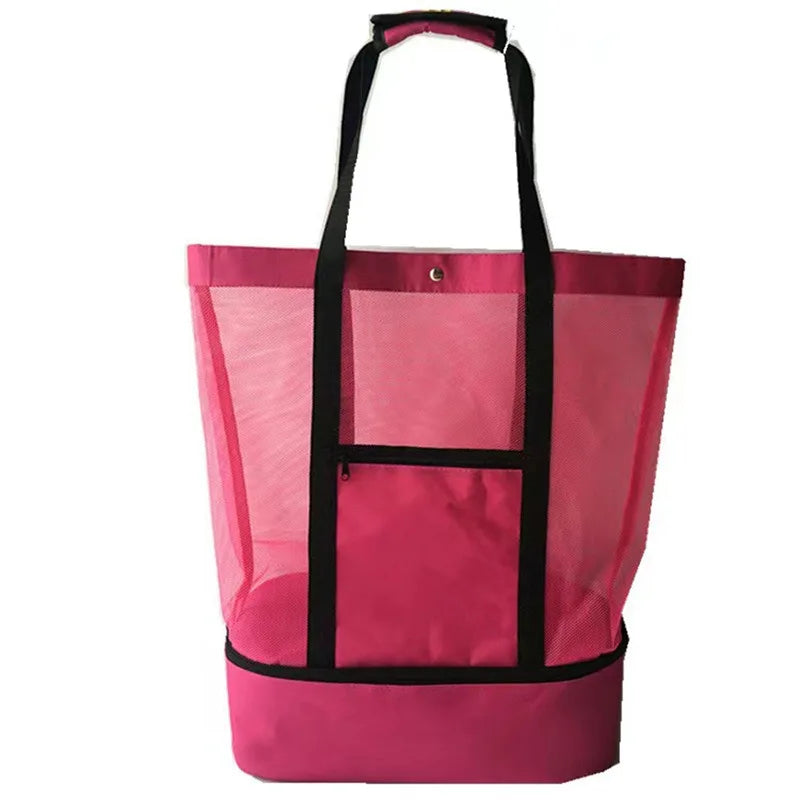 Bolsa de Praia Impermeável em PVC | Dupla Camada com Malha Transparente