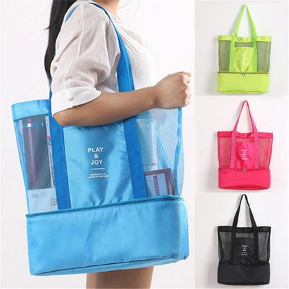 Bolsa de Praia Impermeável em PVC | Dupla Camada com Malha Transparente