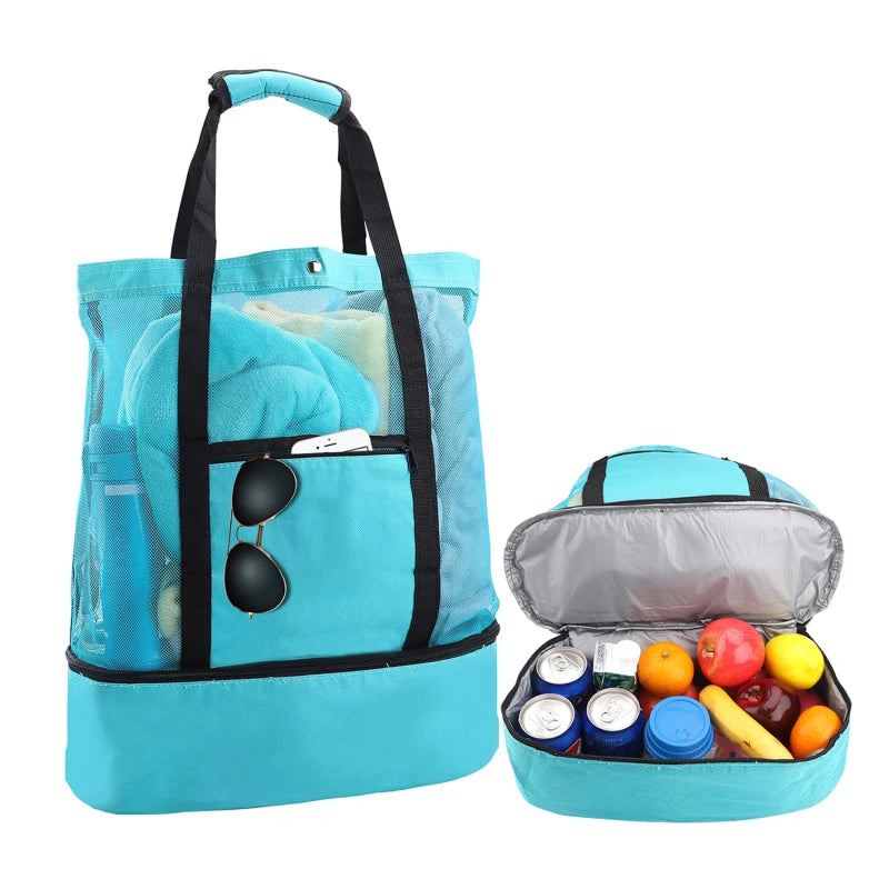 Bolsa de Praia Impermeável em PVC | Dupla Camada com Malha Transparente