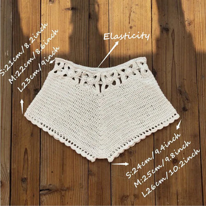 Calções de Banho Feminino em Crochê | Estilo Cordão | Praia e Piscina