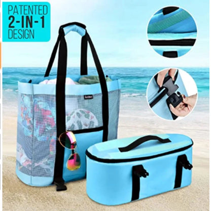 Bolsa de Praia Transparente em Malha | Alta Capacidade | Dupla Camada