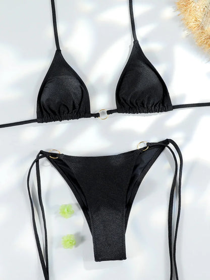 Biquíni Micro Tanga Triangular com Correntes | Conjunto 2 Peças | Verão 2026