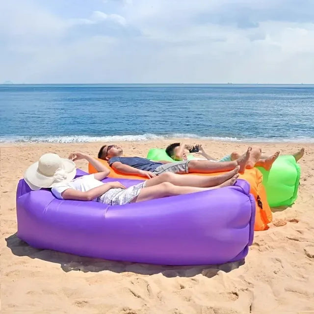 Sofá Inflável Portátil | Espreguiçadeira de Praia e Camping | Colchão de Ar