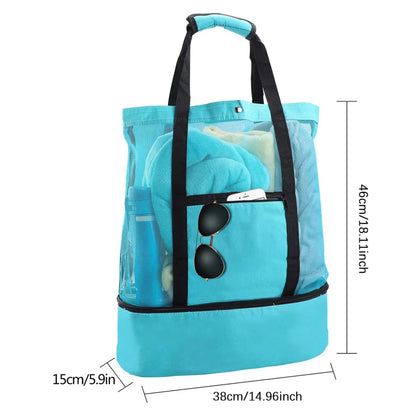 Bolsa de Praia Impermeável em PVC | Dupla Camada com Malha Transparente