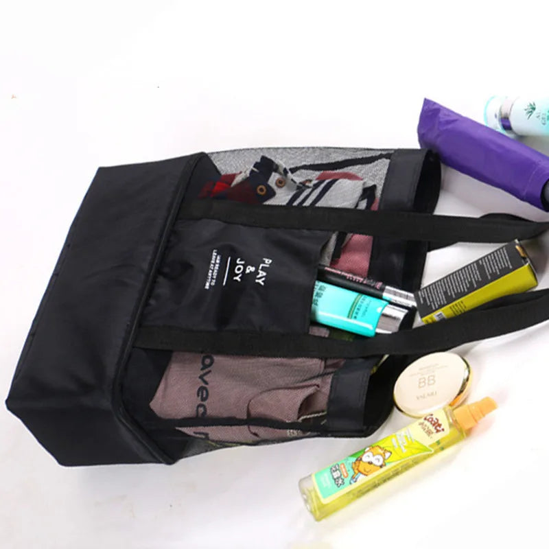 Bolsa de Praia Impermeável em PVC | Dupla Camada com Malha Transparente