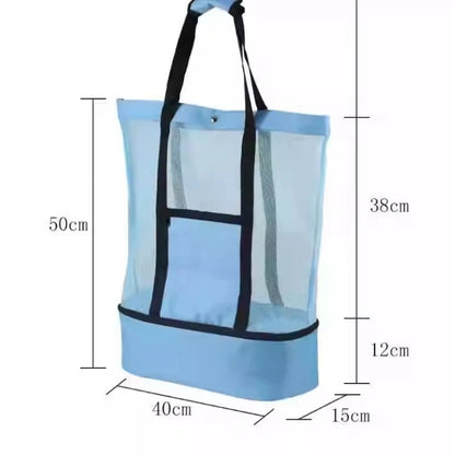 Bolsa de Praia Transparente em Malha | Alta Capacidade | Dupla Camada