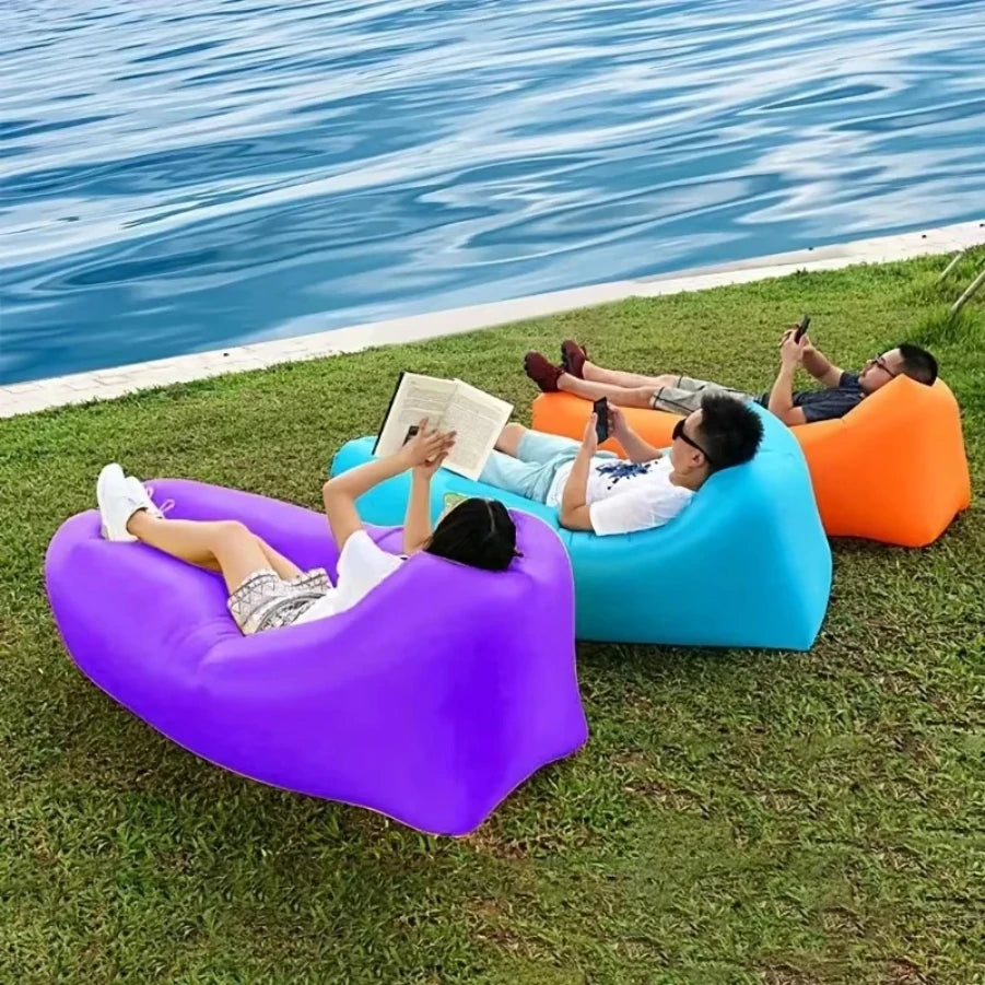 Sofá Inflável Portátil | Espreguiçadeira de Praia e Camping | Colchão de Ar