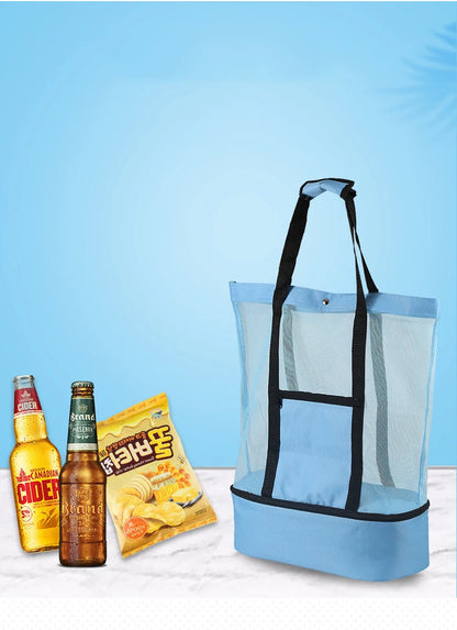 Bolsa de Praia Transparente em Malha | Alta Capacidade | Dupla Camada