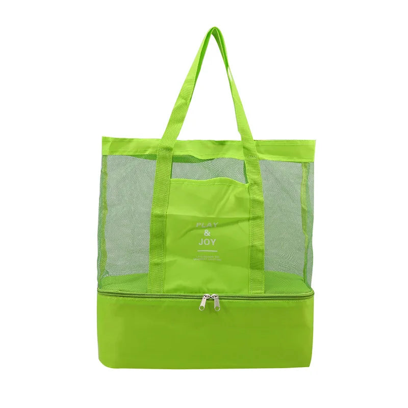 Bolsa de Praia Impermeável em PVC | Dupla Camada com Malha Transparente