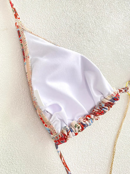 Biquíni Micro Tanga Triangular com Correntes | Conjunto 2 Peças | Verão 2026