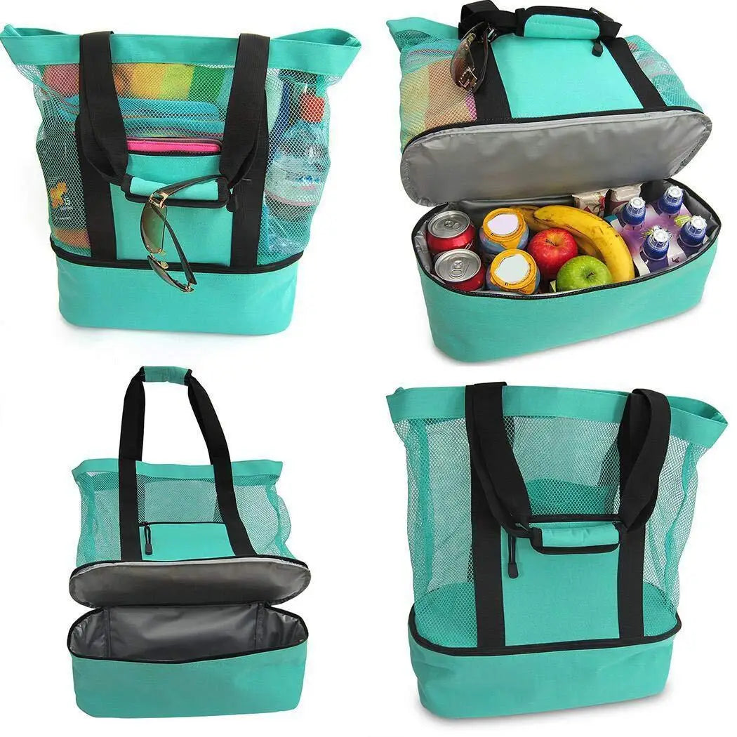 Bolsa de Praia Transparente em Malha | Alta Capacidade | Dupla Camada