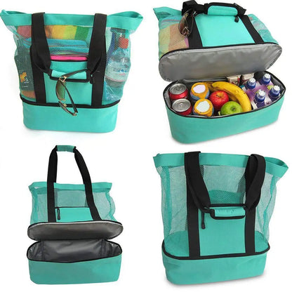 Bolsa de Praia Transparente em Malha | Alta Capacidade | Dupla Camada