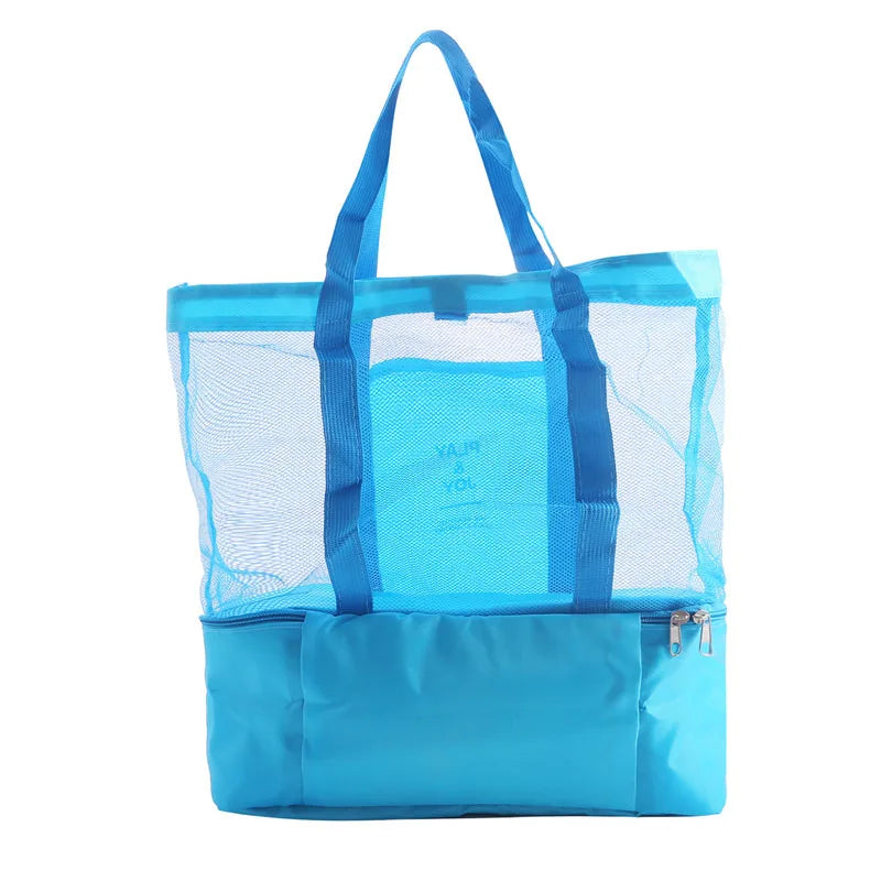 Bolsa de Praia Impermeável em PVC | Dupla Camada com Malha Transparente